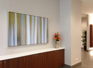 Custom Framed Artwork installed for a Chicago Condo Building hallway 2