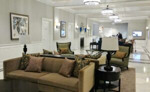Custom Framed artwork installed in a corporate lobby area