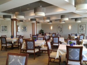 Custom Framed artwork installed in a corporate dining spaces