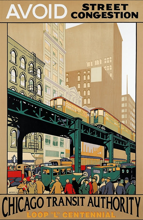 Avoid Congestion CTA Vintage Chicago Poster