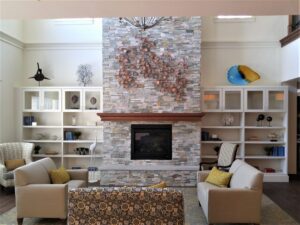 Art sculpture installed on a lounge