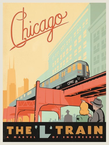 Chicago Loop Train Vintage Poster