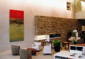 Custom Framed artwork installed for NJ Healthcare lobby area