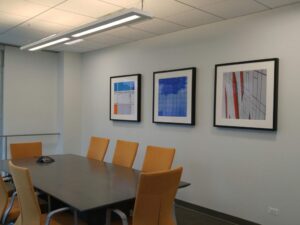 Custom Framed Artwork Installed for Wintrust Financial office
